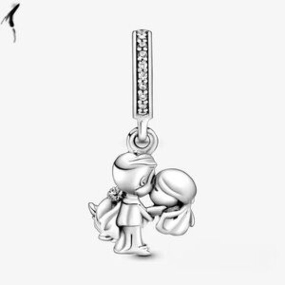 New Pandora Married couple sterling silver dangle with clear cubic charm - Picture 3 of 4